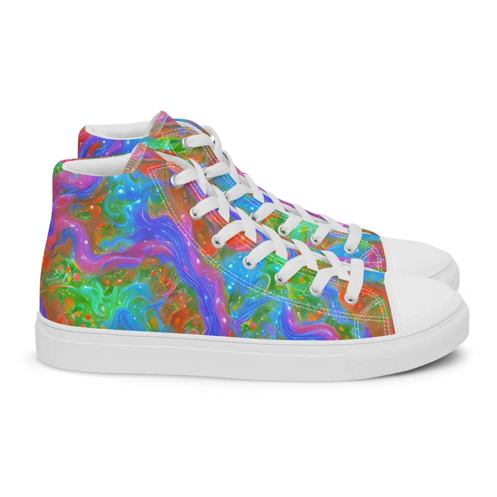 Psychedelic Cascade on Women's High Top Canvas Shoes — Right