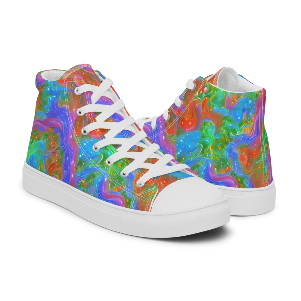 Psychedelic Cascade on Women's High Top Canvas Shoes — Right