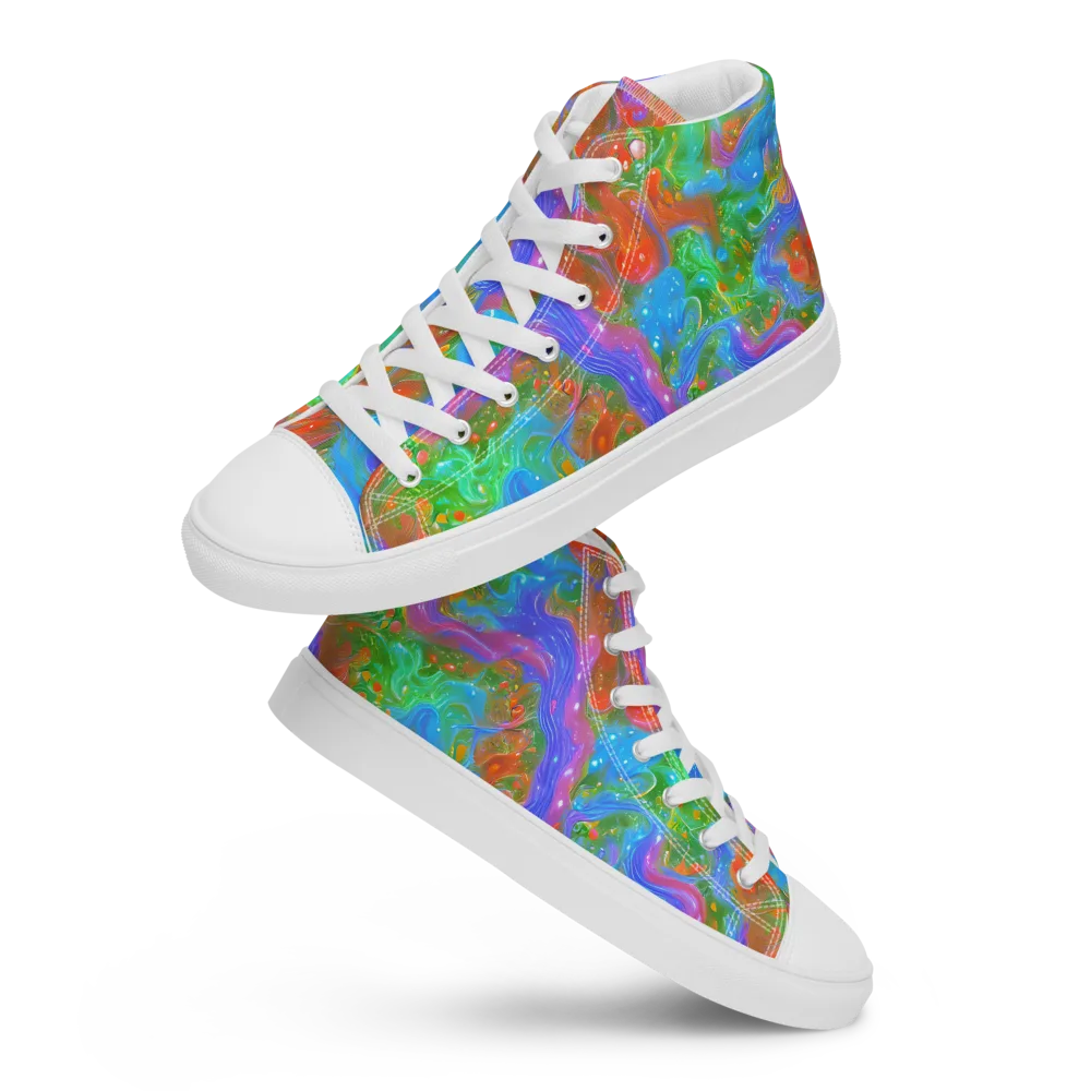 Psychedelic Cascade on Women's High Top Canvas Shoes — Front