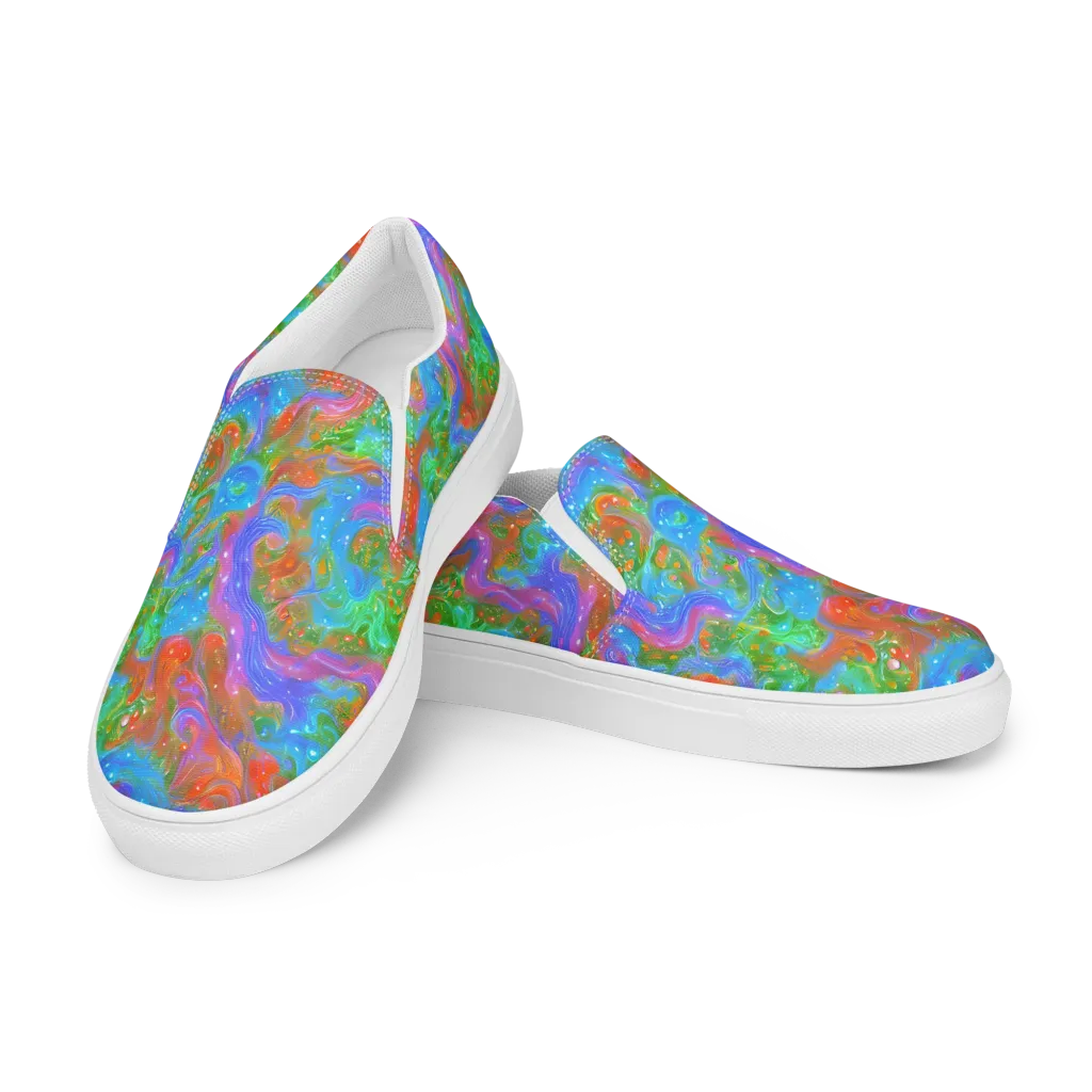 Psychedelic Cascade on Men's Slip-On Canvas Shoes — Left Front