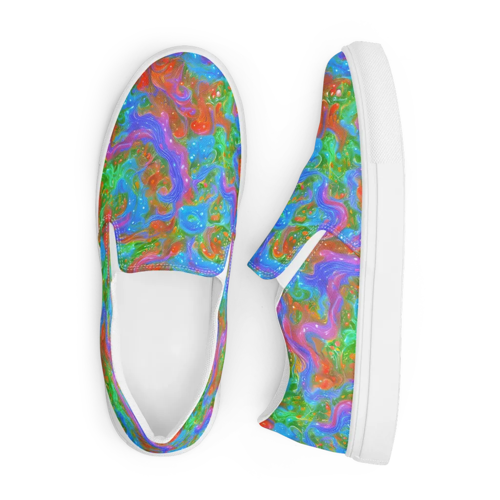 Psychedelic Cascade on Men's Slip-On Canvas Shoes — Front