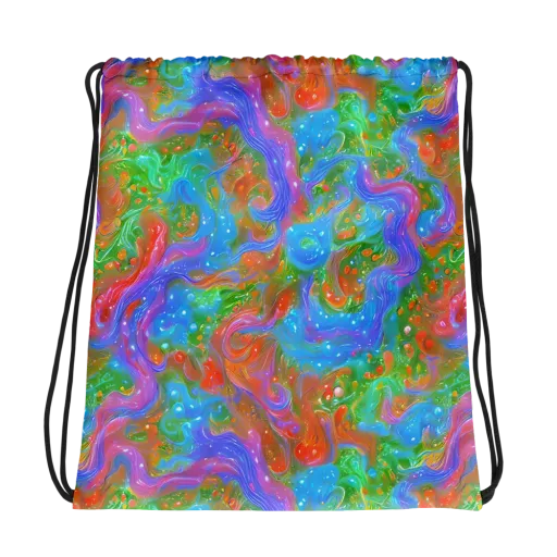 Psychedelic Cascade on a Drawstring Bag