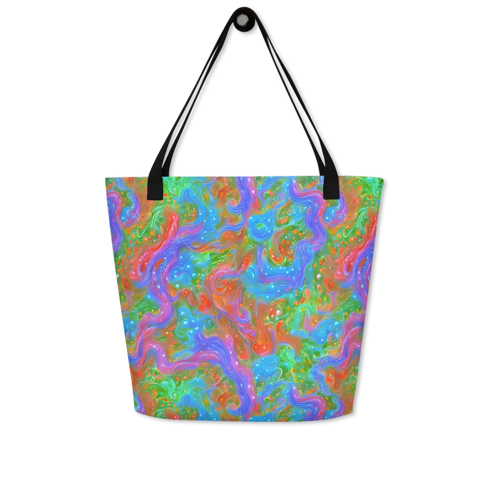 Psychedelic Cascade on Large Tote Bag W/ Pocket — Front