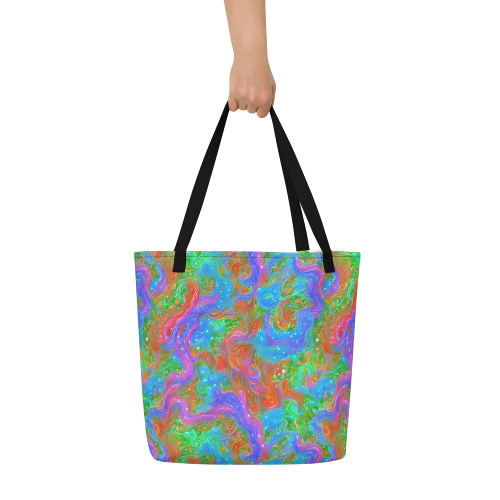 Psychedelic Cascade on Large Tote Bag W/ Pocket — Front