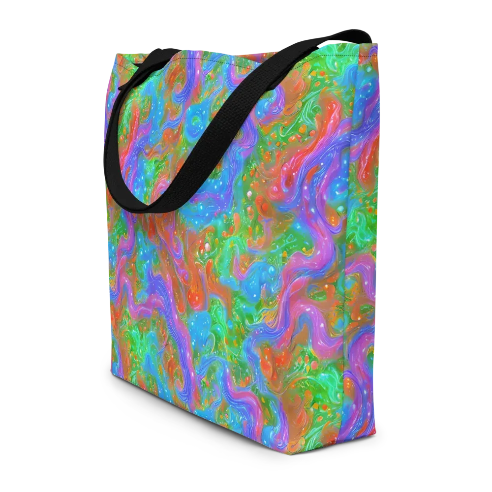 Psychedelic Cascade on Large Tote Bag W/ Pocket — Front