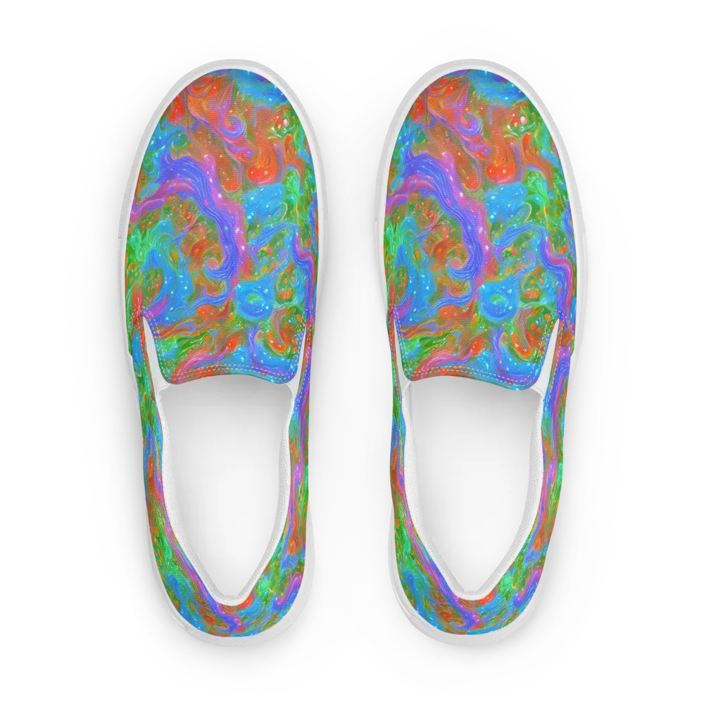 Psychedelic Cascade on Women's Slip-On Canvas Shoes — Front