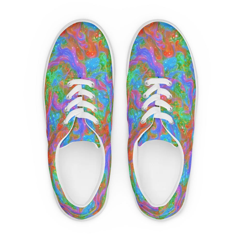 Psychedelic Cascade on Men's Lace-Up Canvas Shoes — Front