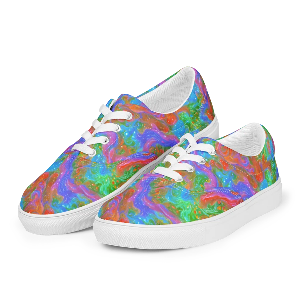 Psychedelic Cascade on Men's Lace-Up Canvas Shoes — Left Front