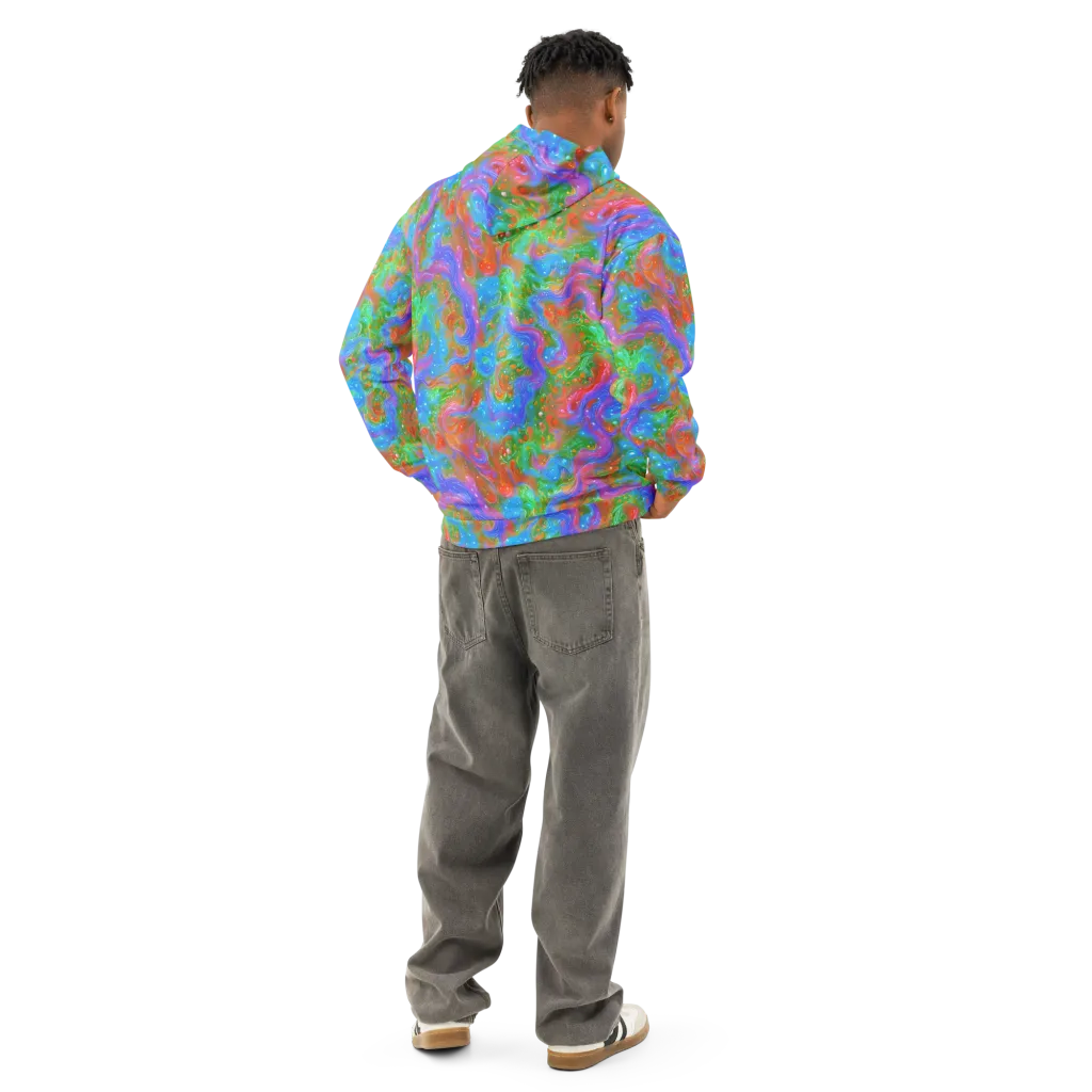 Psychedelic Cascade on Cotton Hoodie — Back
