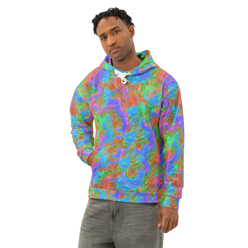 Psychedelic Cascade on Cotton Hoodie — Left Front
