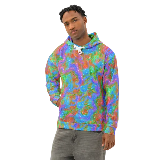 Psychedelic Cascade on a Cotton Hoodie