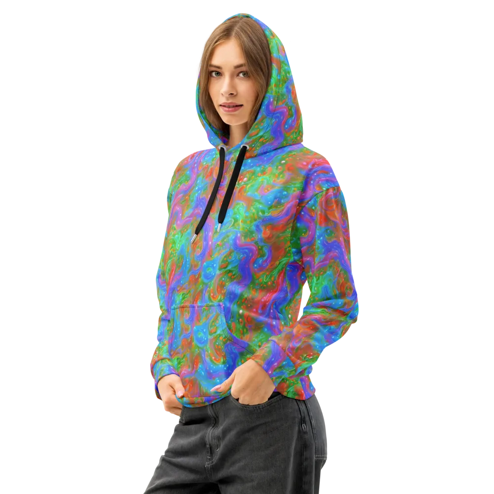 Psychedelic Cascade on Cotton Hoodie — Left Front