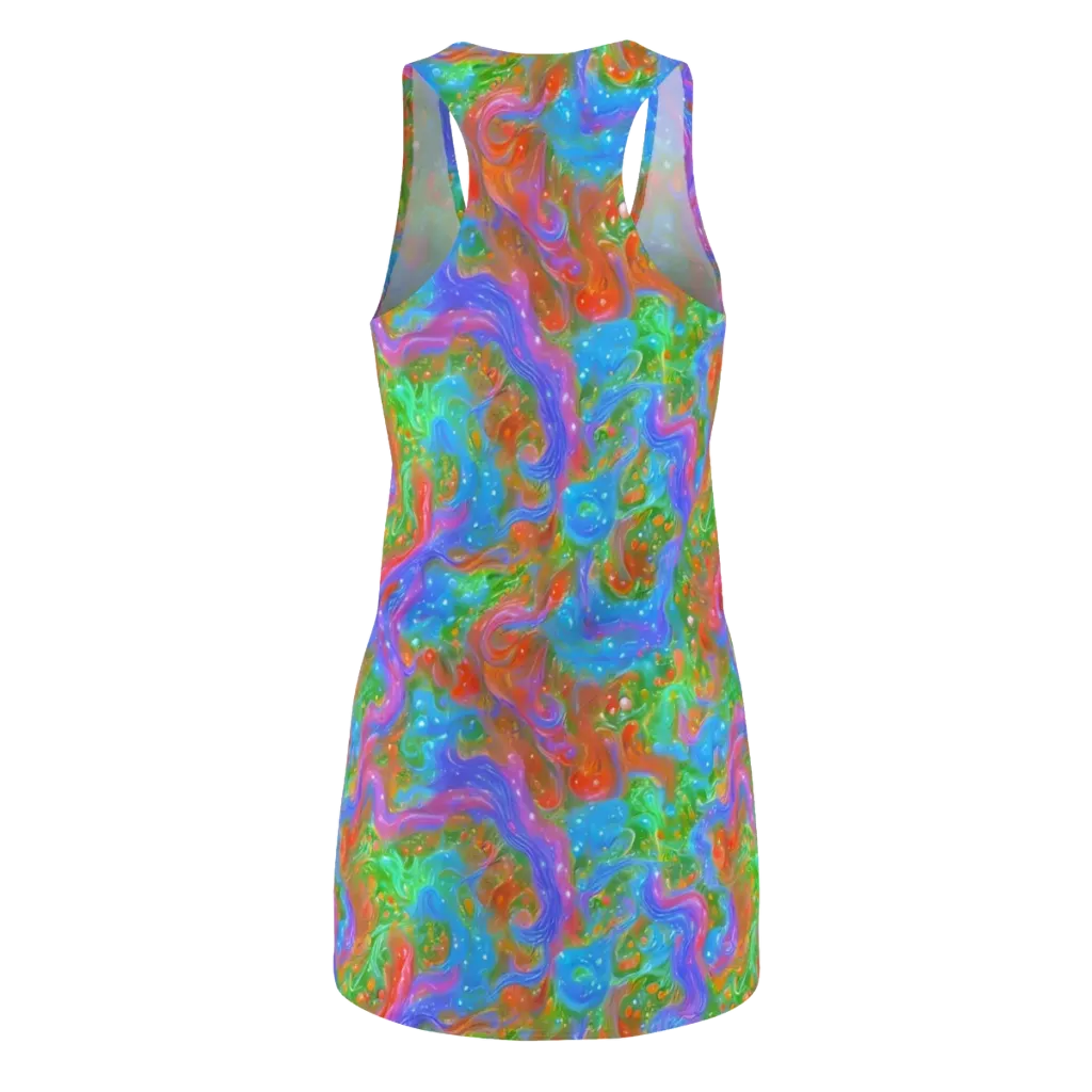 Psychedelic Cascade on Racerback Dress — Back