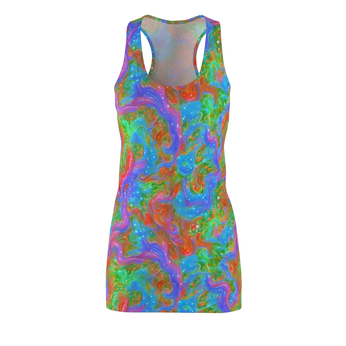 Psychedelic Cascade on Racerback Dress — Front