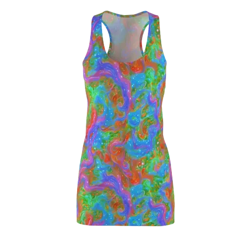 Psychedelic Cascade on a Racerback Dress