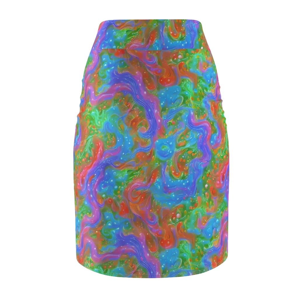 Psychedelic Cascade on Pencil Skirt — Back