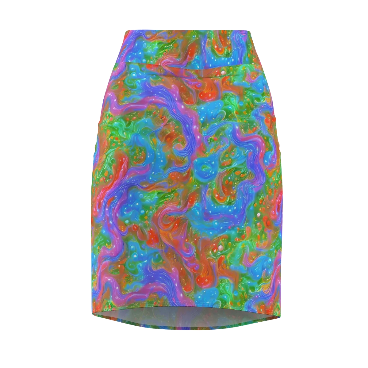 Psychedelic Cascade on Pencil Skirt — Front