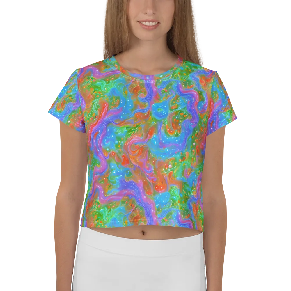Psychedelic Cascade on Crop Tee — Front
