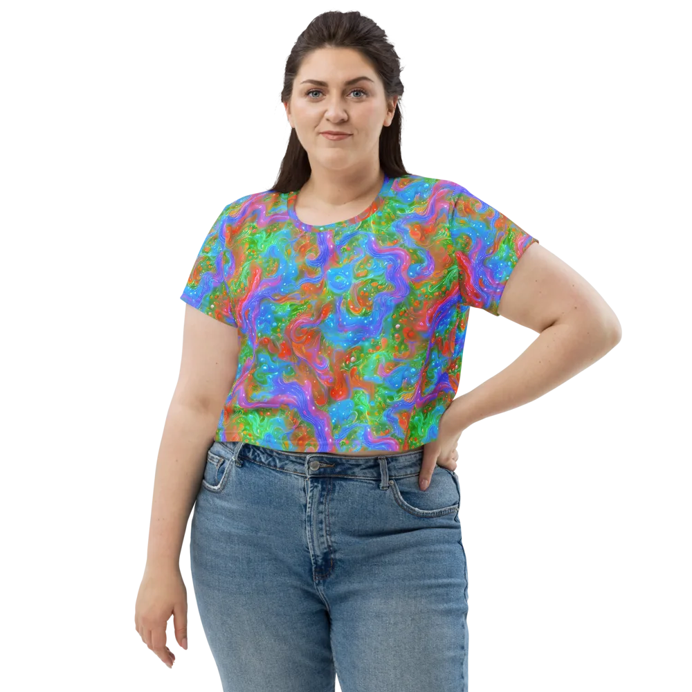 Psychedelic Cascade on Crop Tee — Front