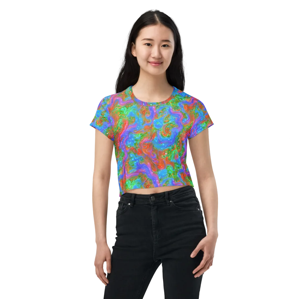 Psychedelic Cascade on Crop Tee — Front