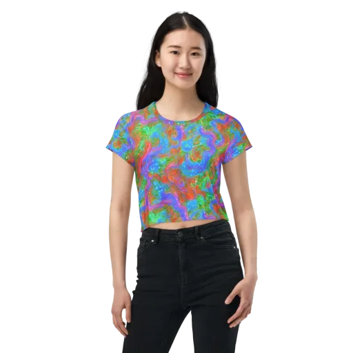 Psychedelic Cascade on a Crop Tee