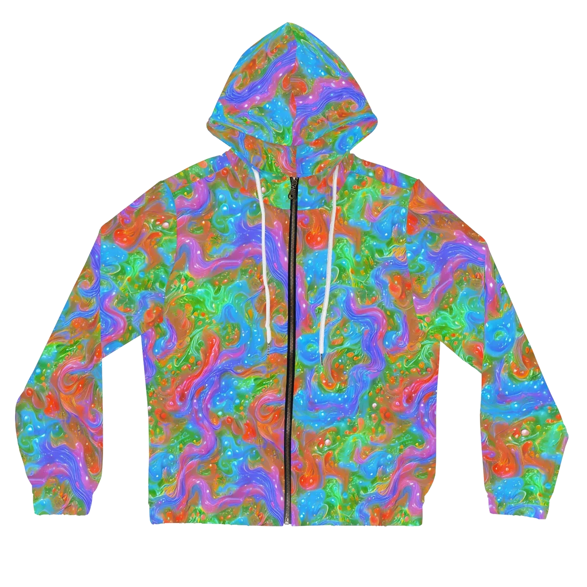 Psychedelic Cascade on Women's Full-Zip Hoodie — Front