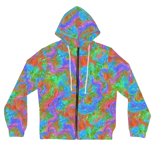 Psychedelic Cascade on a Women's Full-Zip Hoodie