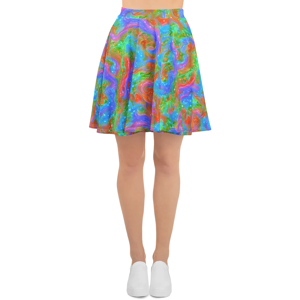 Psychedelic Cascade on Skater Skirt — Front