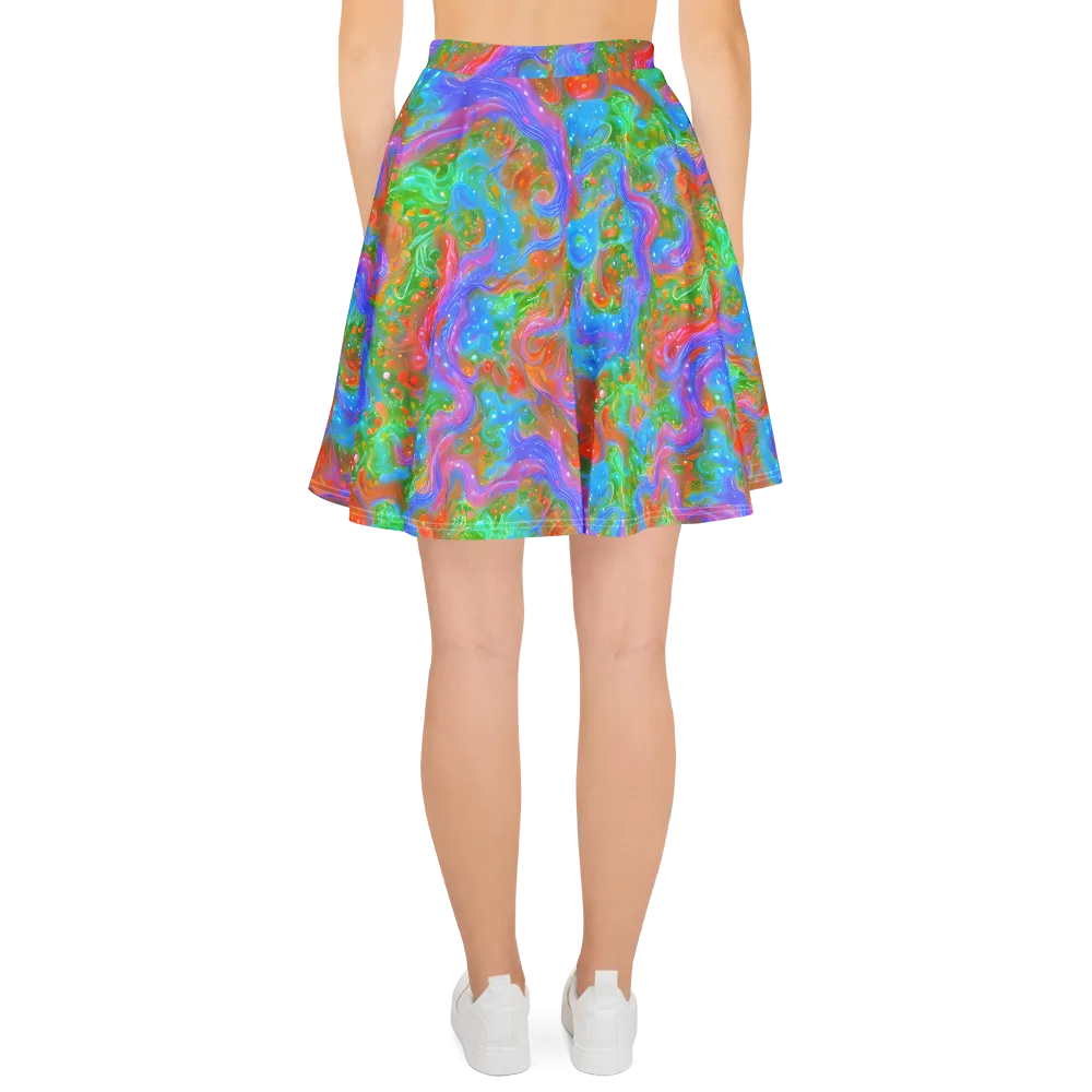 Psychedelic Cascade on Skater Skirt — Back