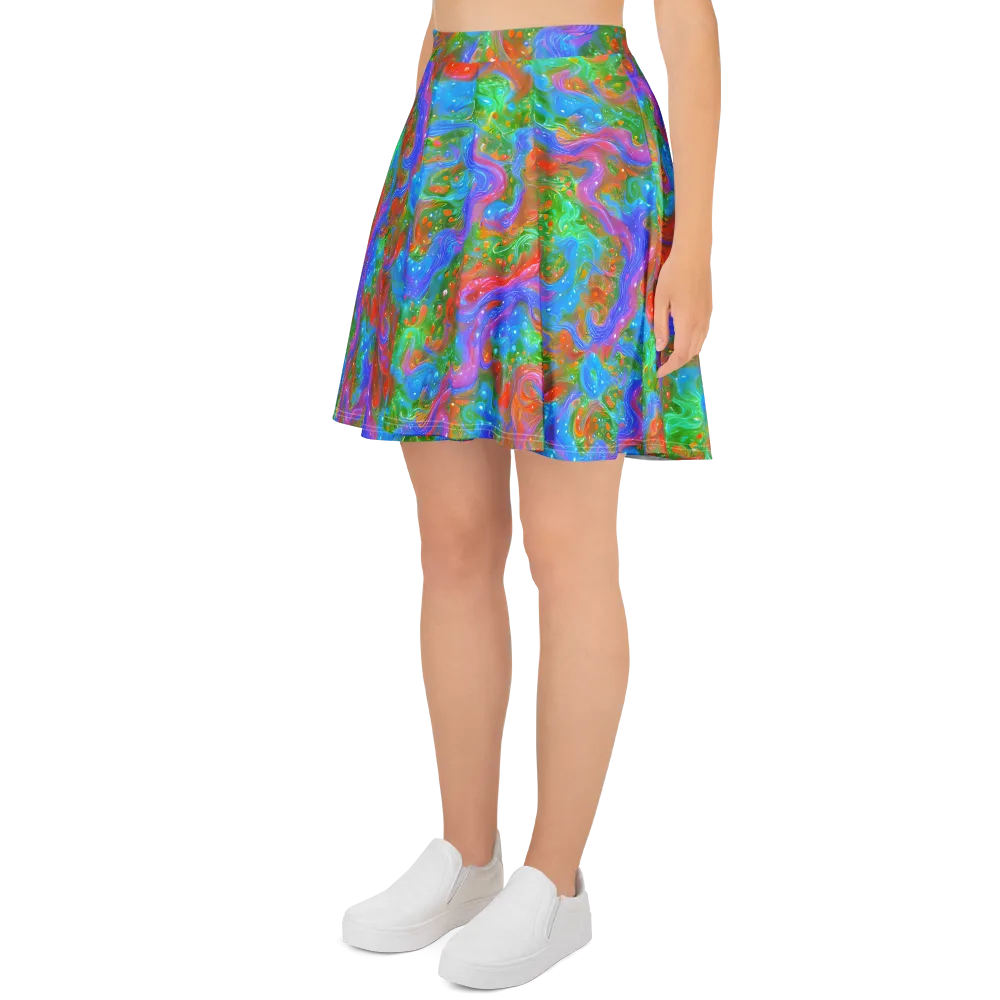 Psychedelic Cascade on Skater Skirt — Left