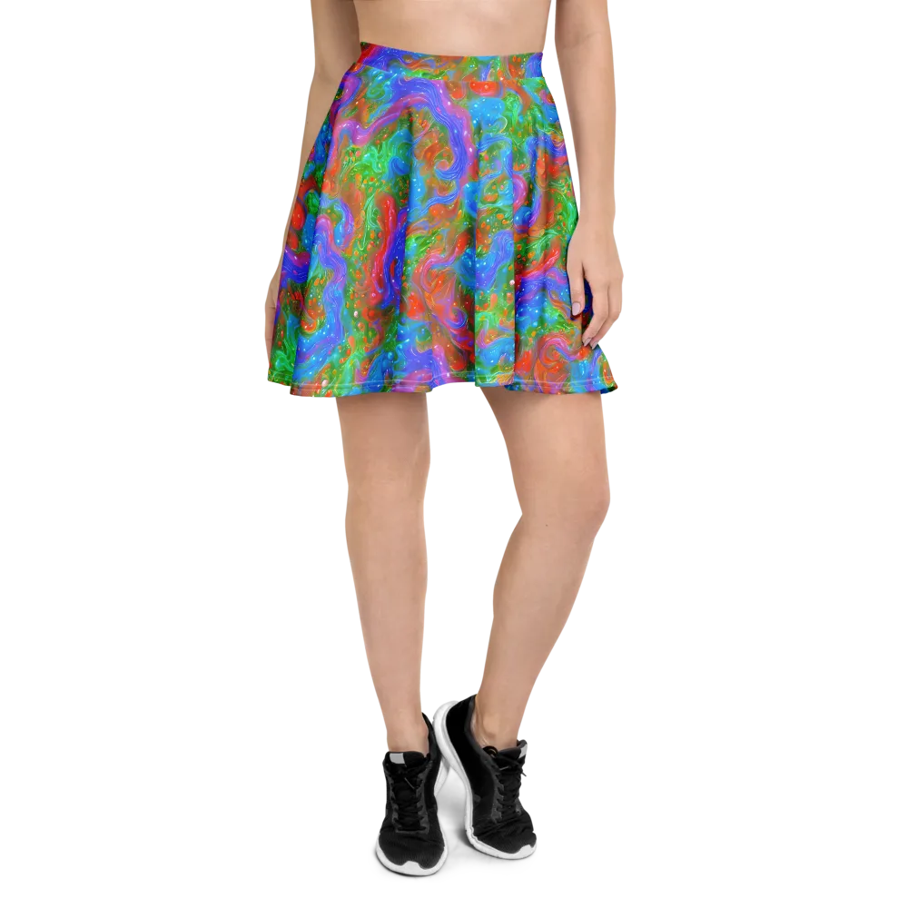 Psychedelic Cascade on Skater Skirt — Front