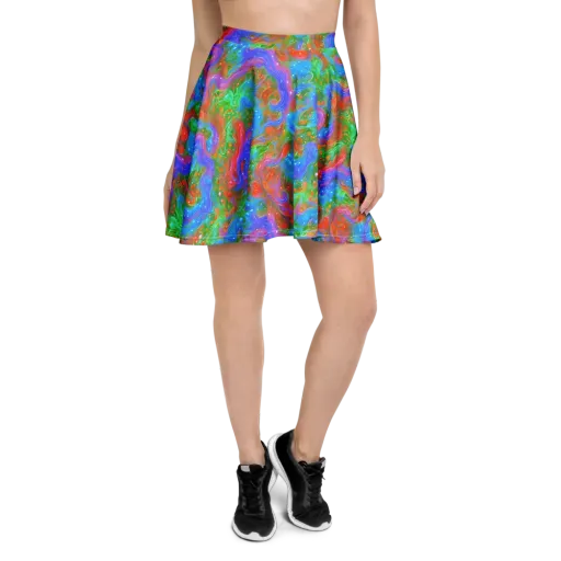 Psychedelic Cascade on a Skater Skirt
