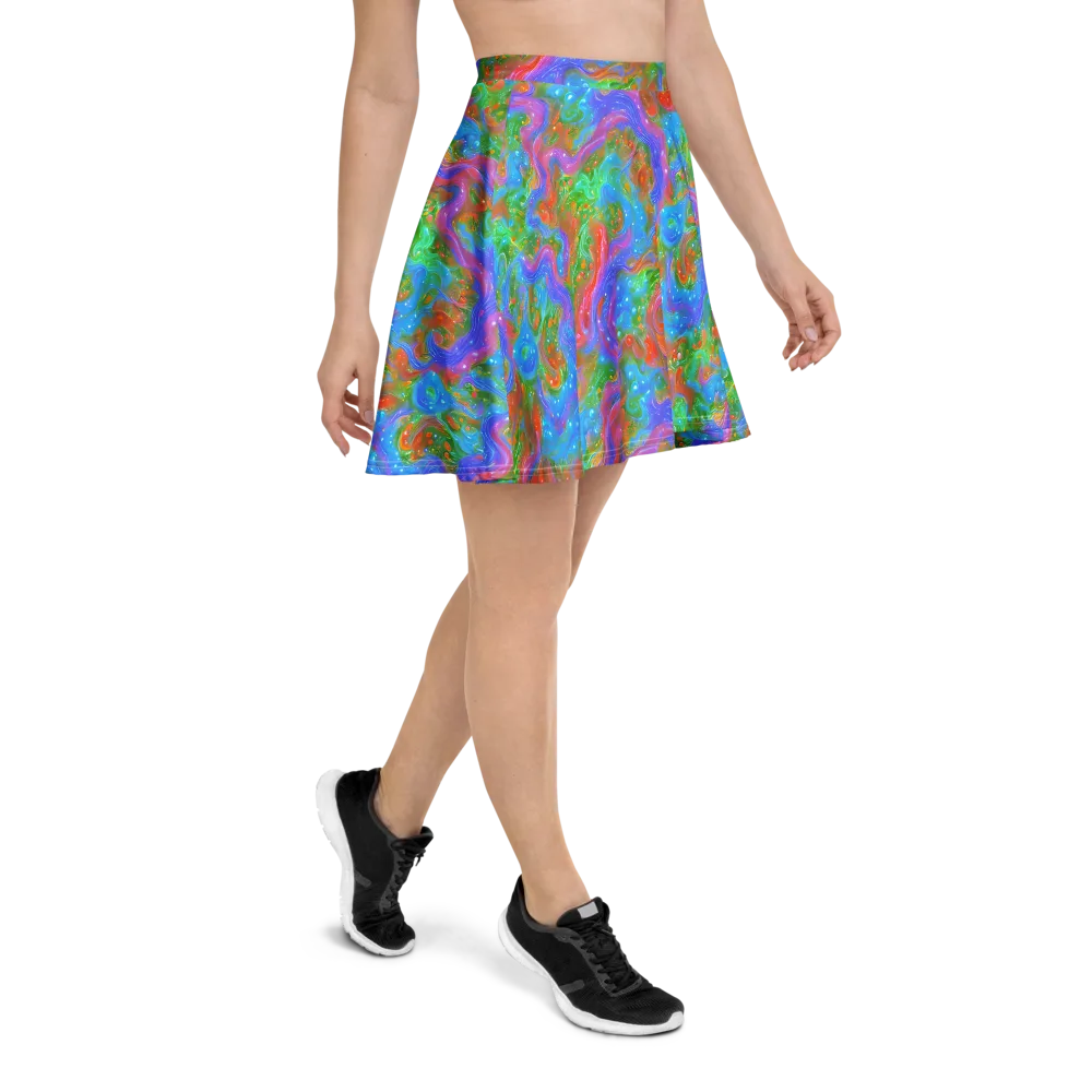 Psychedelic Cascade on Skater Skirt — Right