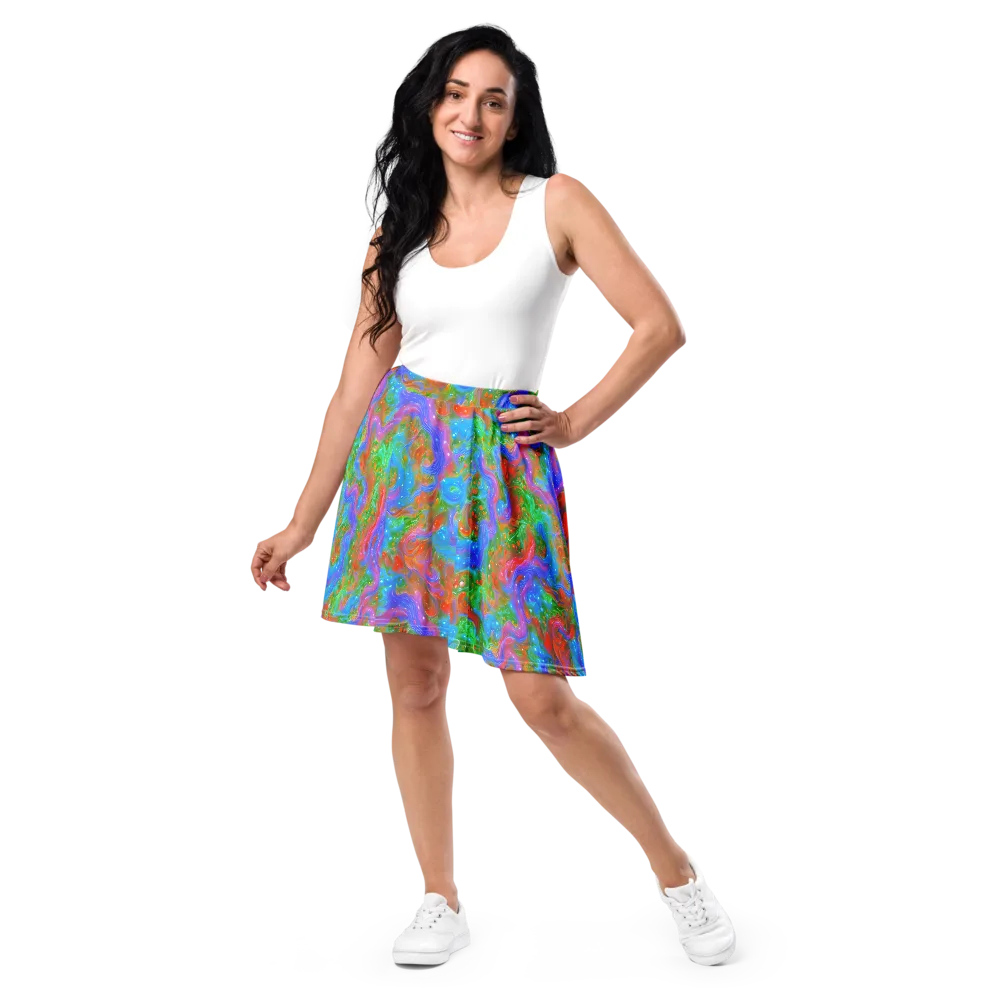 Psychedelic Cascade on Skater Skirt — Front