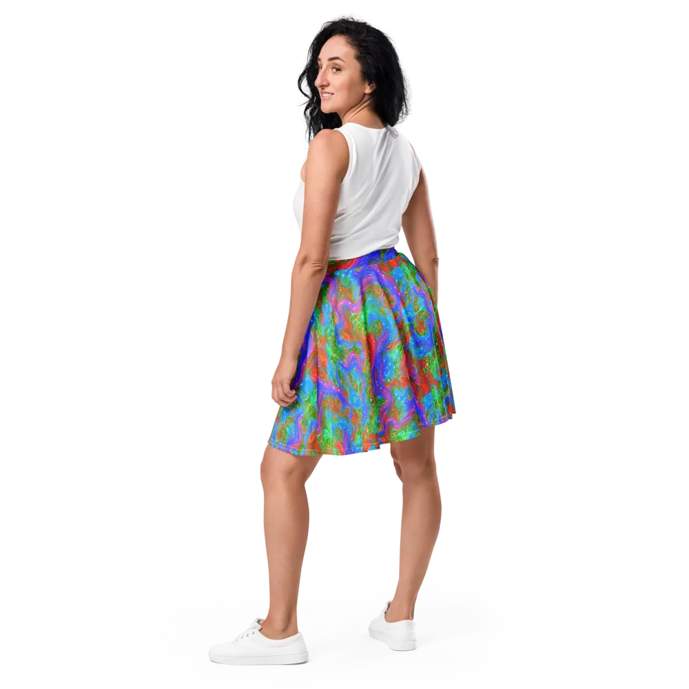 Psychedelic Cascade on Skater Skirt — Back