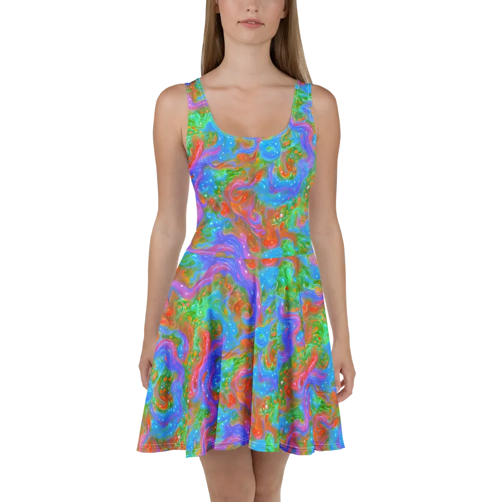 Psychedelic Cascade on Skater Dress — Front
