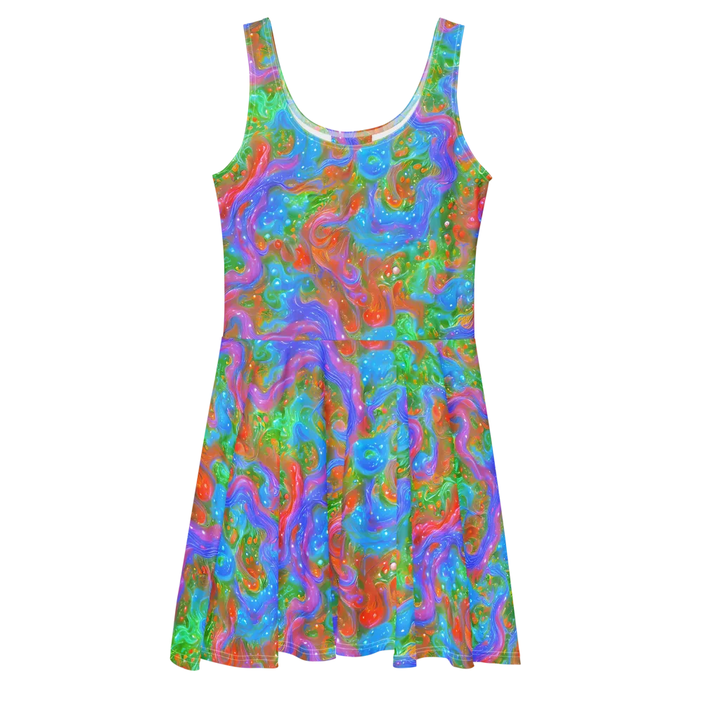 Psychedelic Cascade on Skater Dress — Front
