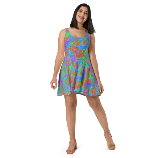 Psychedelic Cascade on a Skater Dress