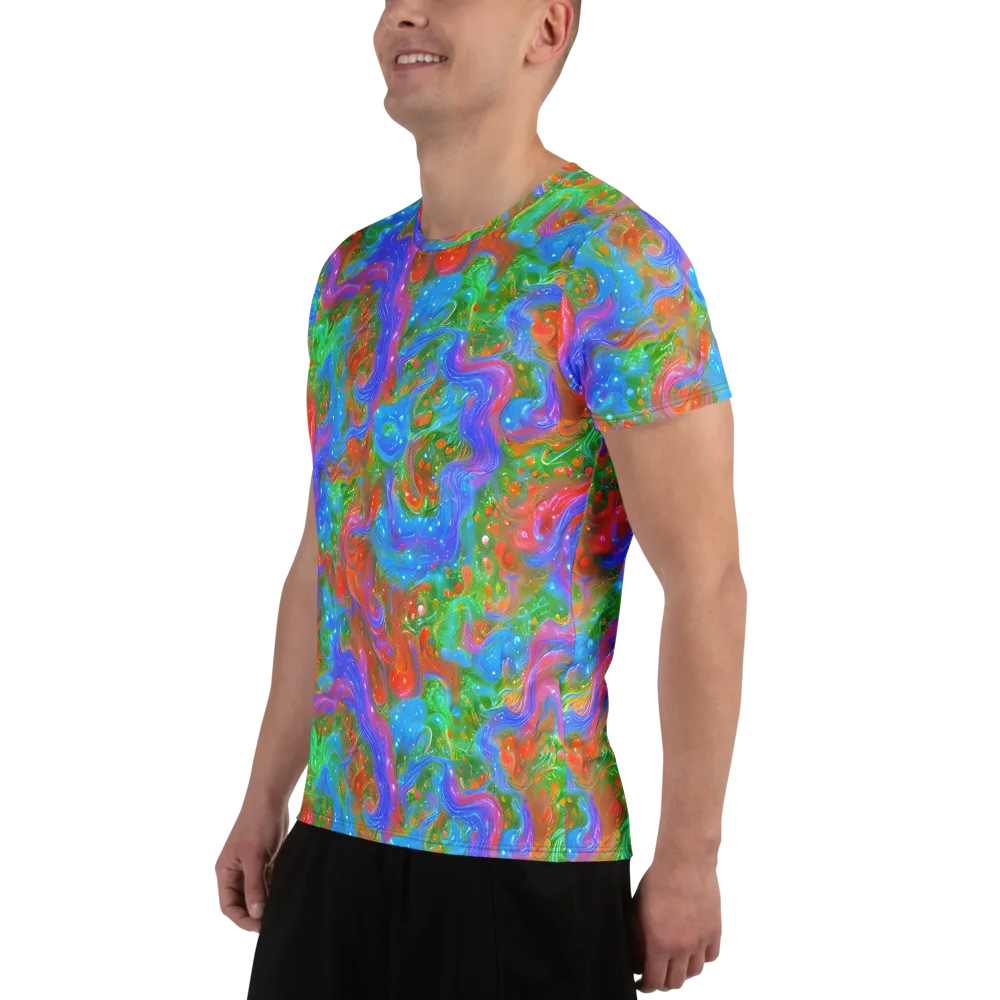Psychedelic Cascade on Men's Athletic T-Shirt — Left