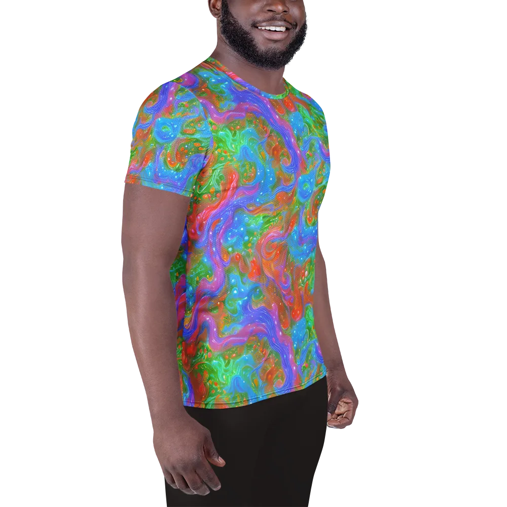 Psychedelic Cascade on Men's Athletic T-Shirt — Right
