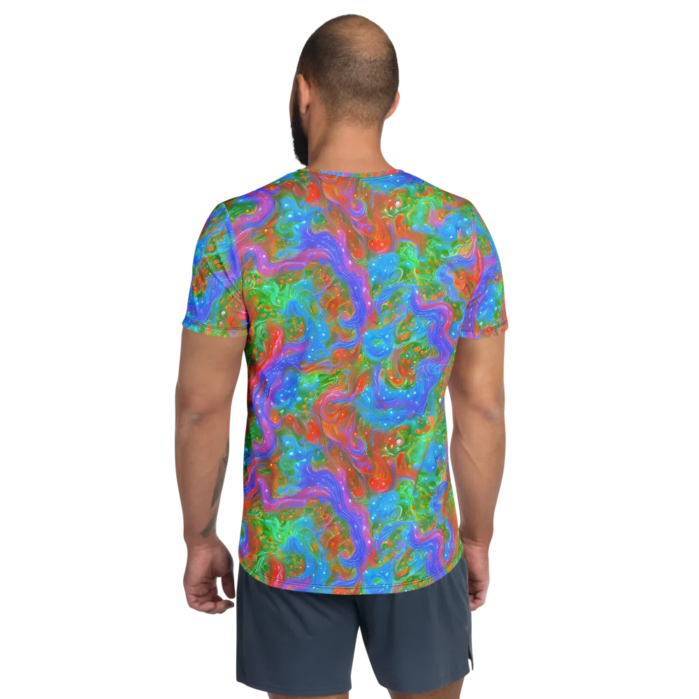 Psychedelic Cascade on Men's Athletic T-Shirt — Back