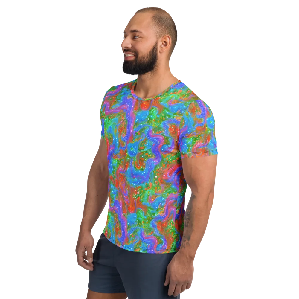 Psychedelic Cascade on Men's Athletic T-Shirt — Left