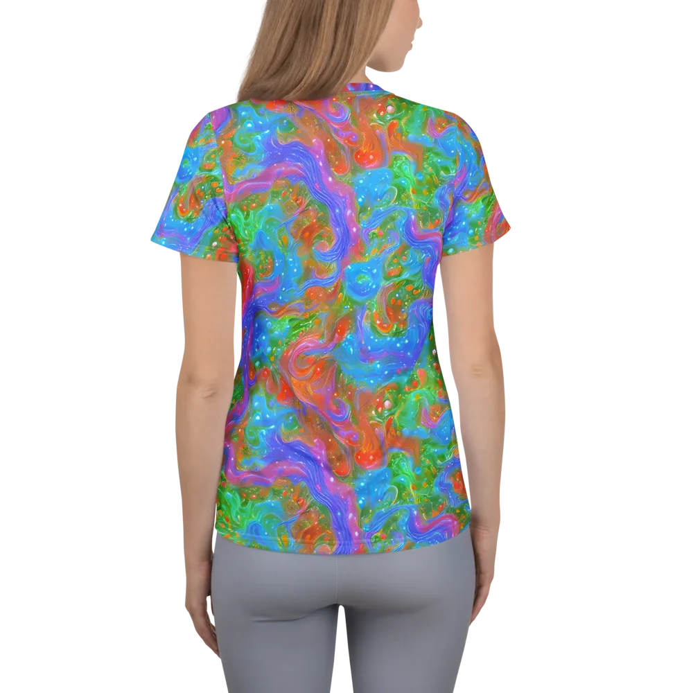 Psychedelic Cascade on Women's Athletic T-Shirt — Back