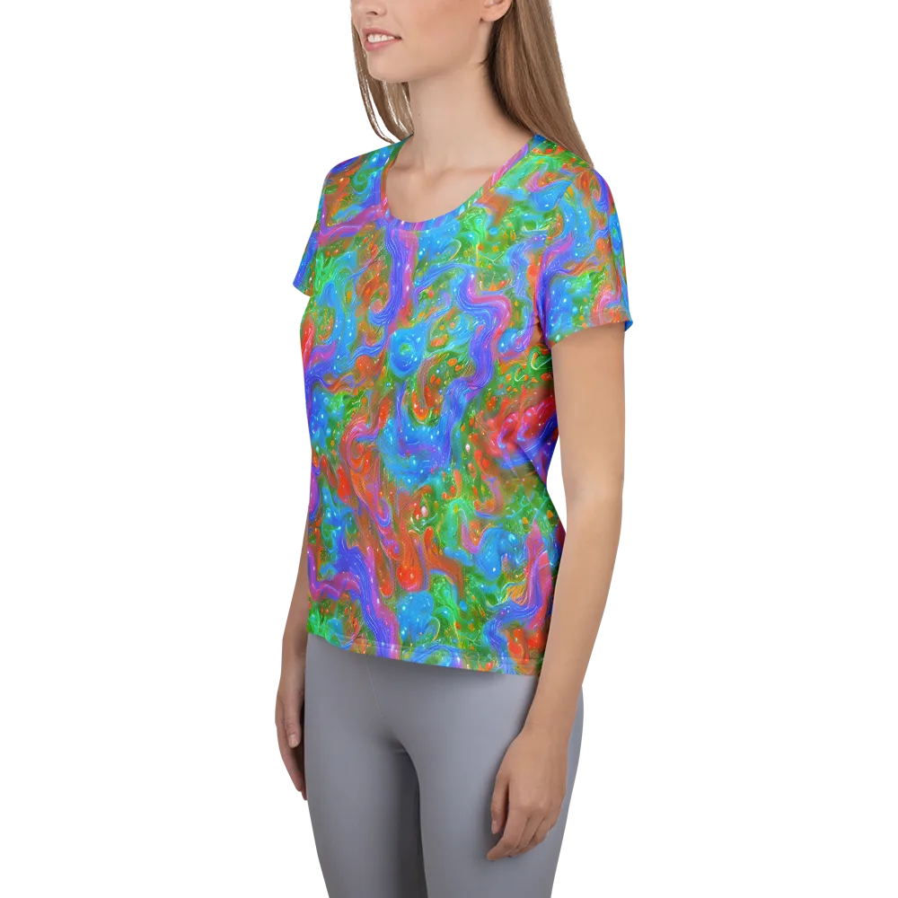 Psychedelic Cascade on Women's Athletic T-Shirt — Left