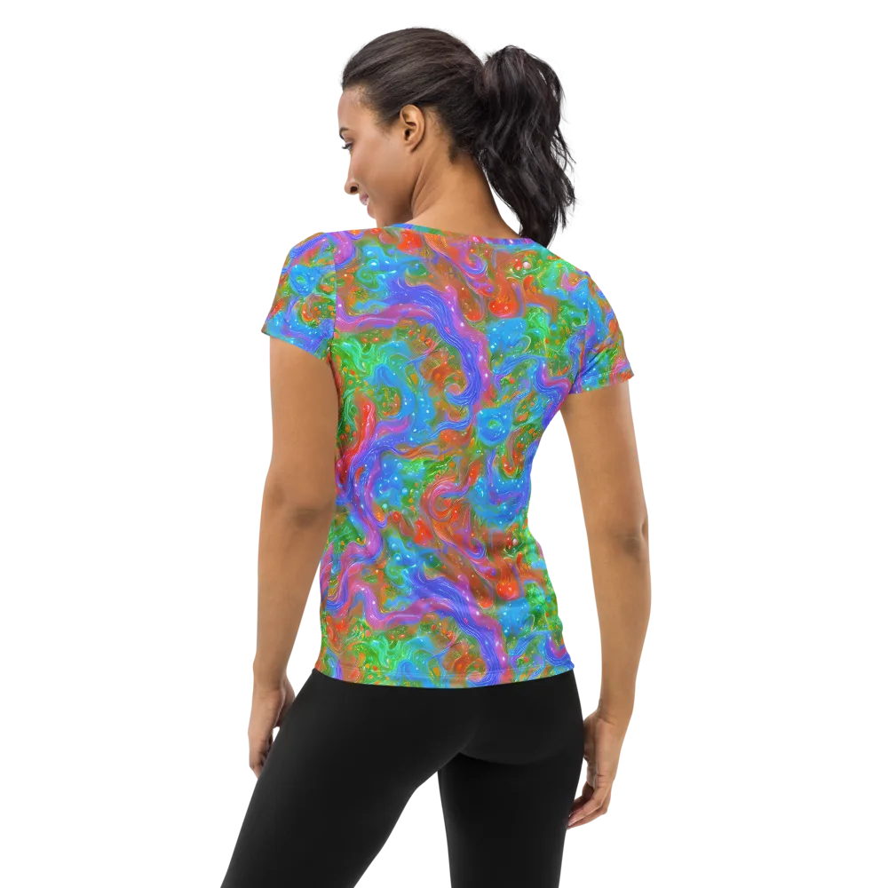Psychedelic Cascade on Women's Athletic T-Shirt — Back