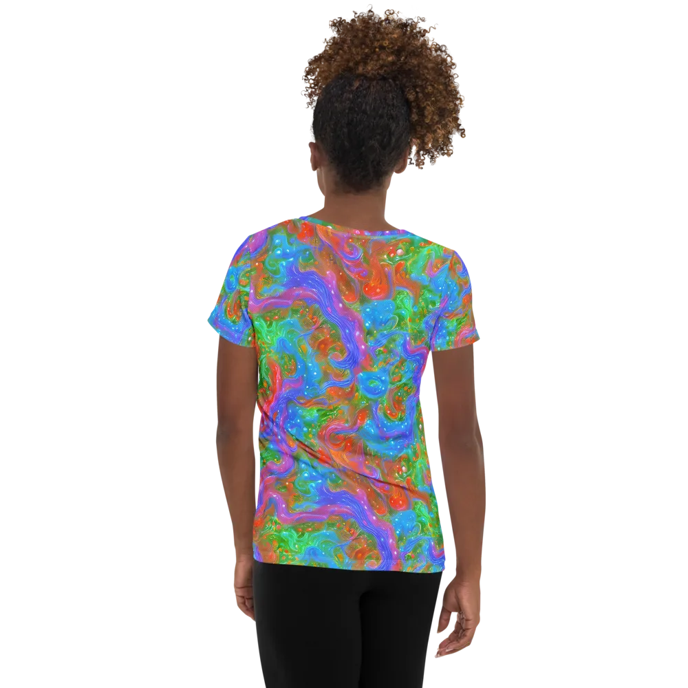Psychedelic Cascade on Women's Athletic T-Shirt — Back