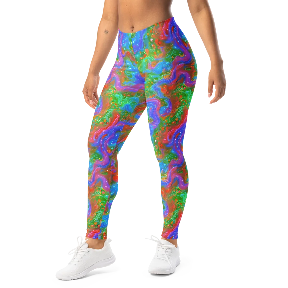 Psychedelic Cascade on Leggings — Left Front