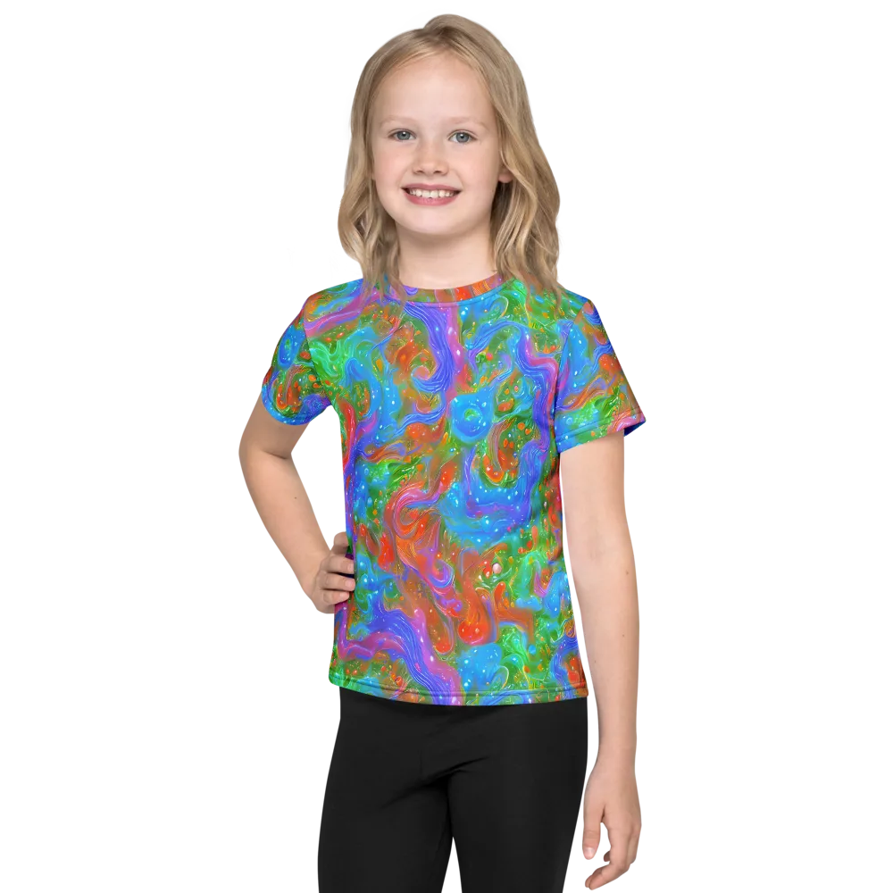 Psychedelic Cascade on Kids Crew Neck T-Shirt — Front