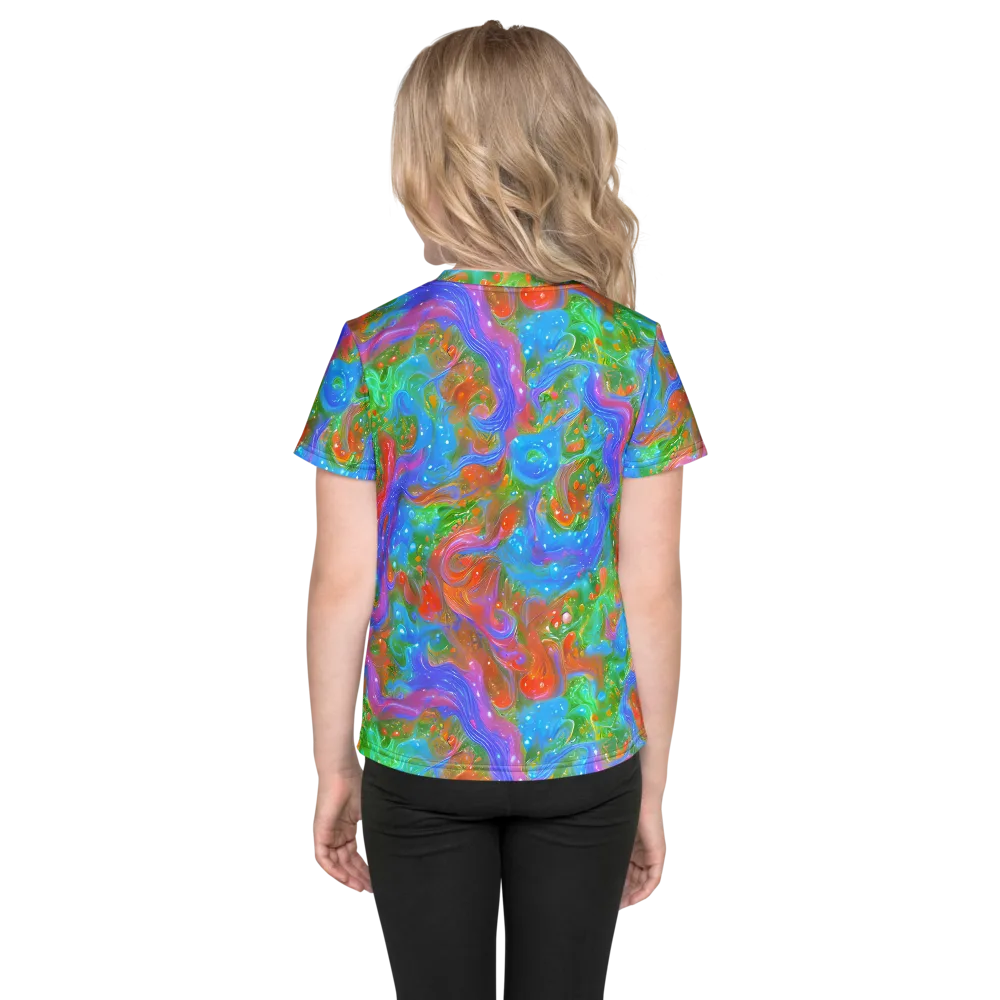 Psychedelic Cascade on Kids Crew Neck T-Shirt — Back