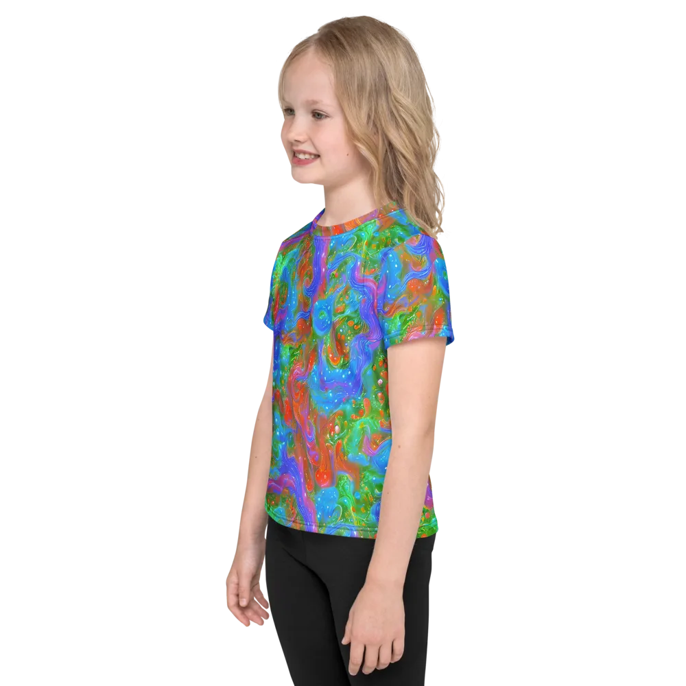 Psychedelic Cascade on Kids Crew Neck T-Shirt — Left